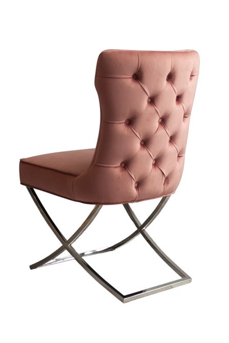 (ID:37467) Wexler Dining Chair-Blush pink-LC123 - Silver-view2