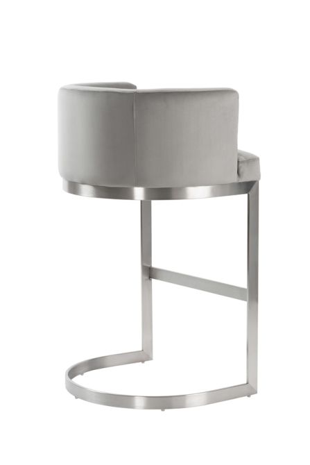 Lasco Tabouret de bar, base acier inoxydable brossé – Gris colombe-view3