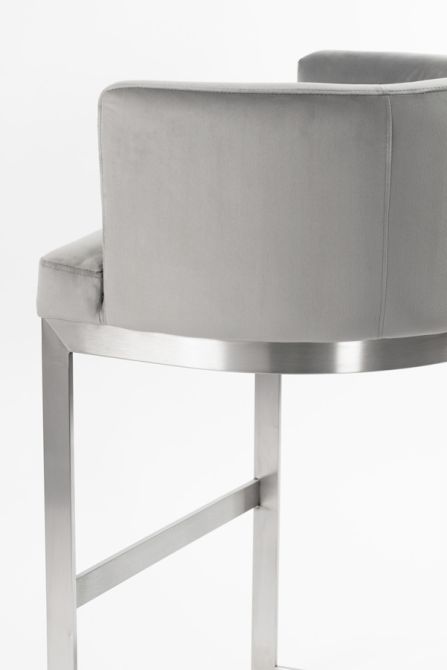 Lasco Tabouret de bar, base acier inoxydable brossé – Gris colombe-view4