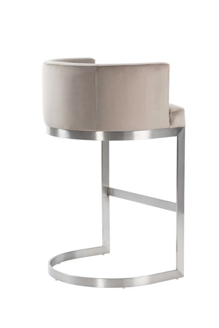 Lasco Tabouret de bar, base acier inoxydable brossé - Taupe-view3