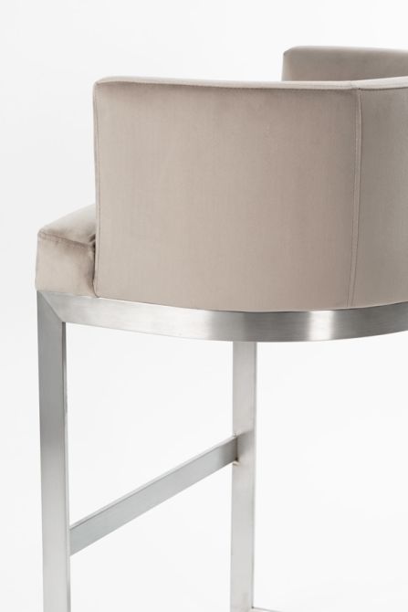 Lasco Tabouret de bar, base acier inoxydable brossé - Taupe-view4