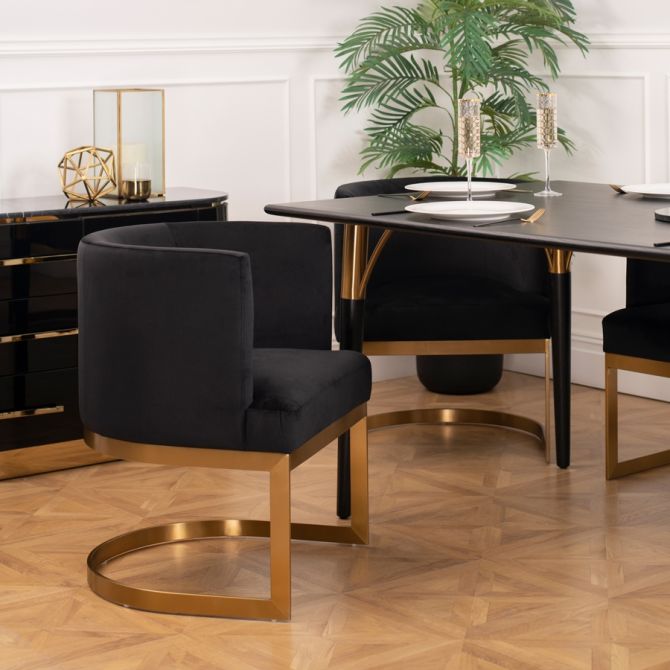 Lasco Dining Chair - Black - Brushed Brass Finish - Image #0