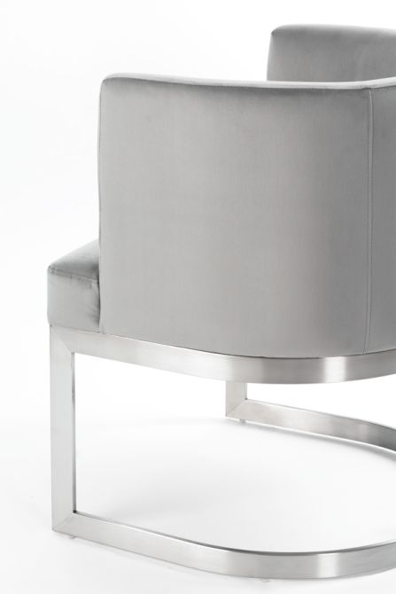 Lasco Chaise de salle à manger - Gris colombe -Base en acier inoxydable brossé - Image #0