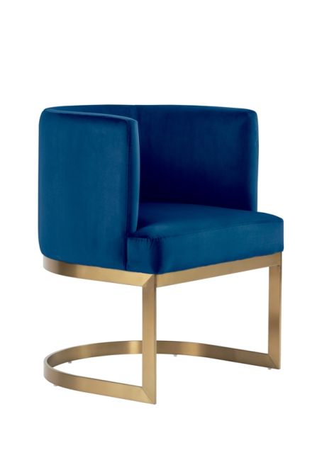 Lasco Chaise de salle à manger - Bleu marine - Base en laiton brossé - Image #0