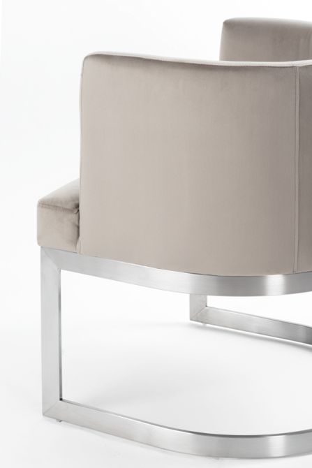 Lasco Chaise de salle à manger - Taupe -Base en acier inoxydable brossé - Image #0