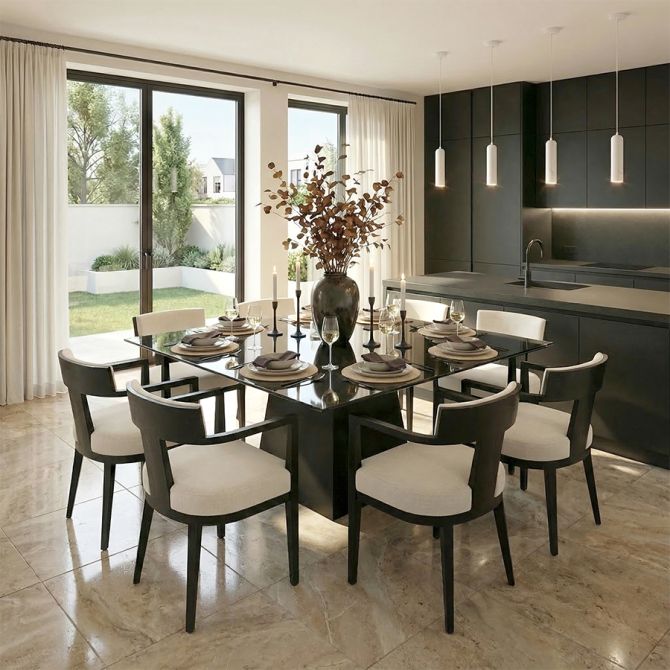 Loretta Square Black Dining Table -view2