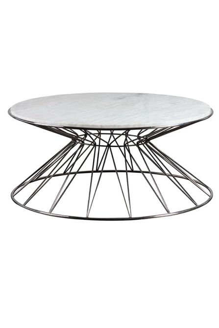 My Furniture Mali Silver Coffee Table, Silver Circular Side Table