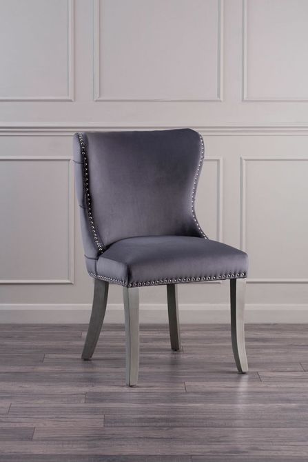 Margonia Dining Chair - Storm Grey with Pewter Legs - Image #0