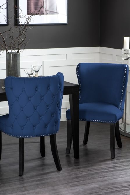 My Furniture Margonia Dining Chair, Ink Blue Velvet Dining Chairs