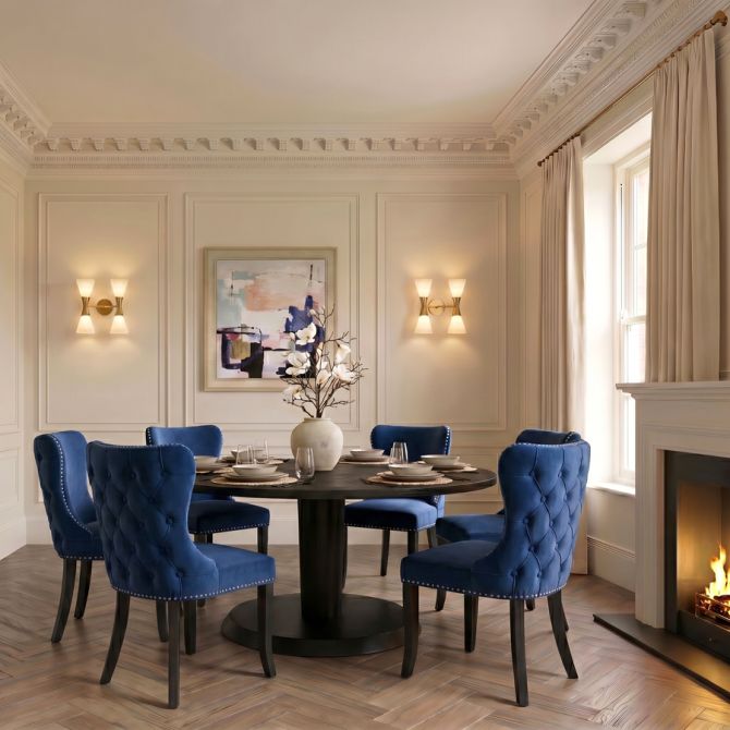 Margonia Chaise de salle à manger, piétement noir - Encre bleue-view2