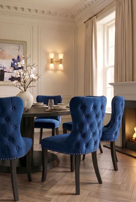 Margonia Chaise de salle à manger, piétement noir - Encre bleue-view3