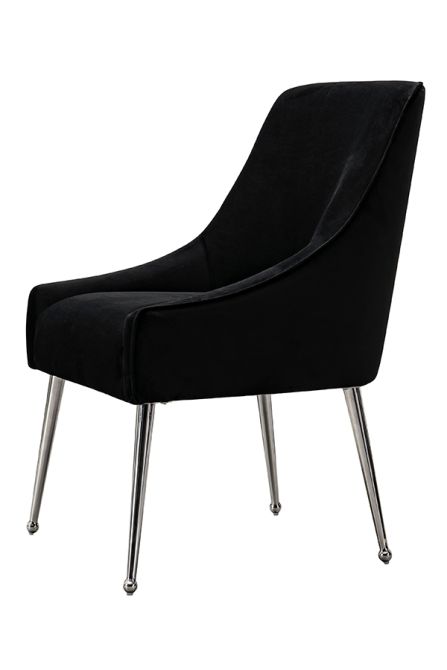 Mason Dining Chair Black - Shiny Silver Legs - Image #0