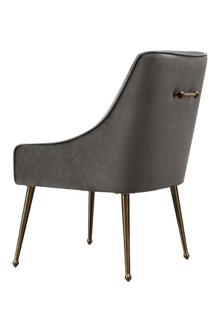 Mason Dining Chair Dove Grey - Brushed Gold Legs - Image #0