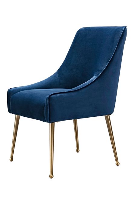 Mason Dining Chair Navy Blue - Brushed Gold Legs - Image #0