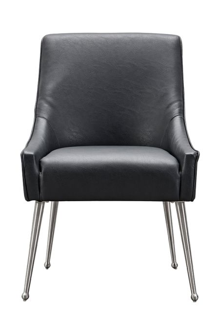 Chaise de salle à manger Mason, faux cuir noir - piétement argent brossé - Image #0