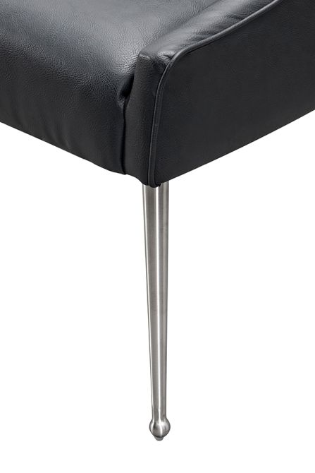 Mason Esstischstuhl Schwarz Kunstleder - Beine Gebürstetes Silber-view5