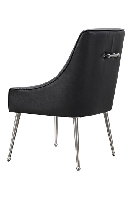 Mason Dining Chair Black Faux Leather - Brushed Silver Legs - Image #0