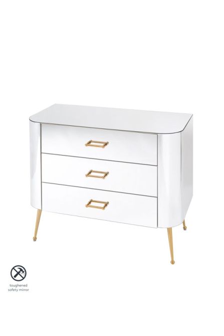Mason Mirrored Chest of Drawers – Brushed Gold Legs - Image #0