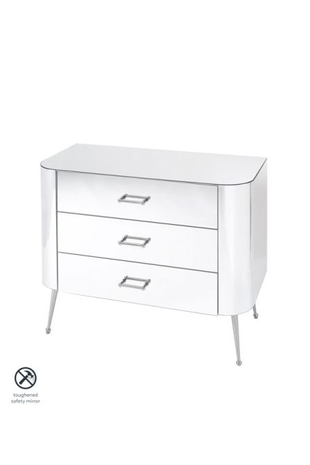 Mason Mirrored Chest of Drawers – Shiny Silver Legs - Image #0