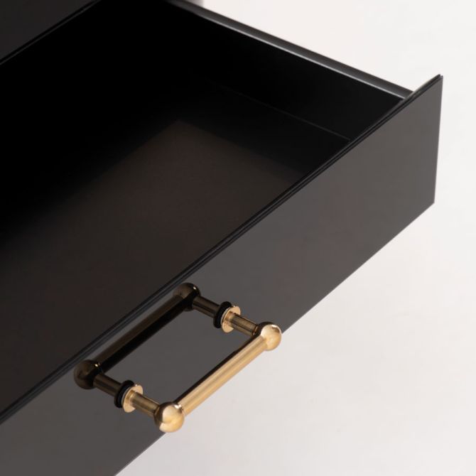 Mason Couchtisch Schwarzglas – Beine Gebürstetes Gold-view3