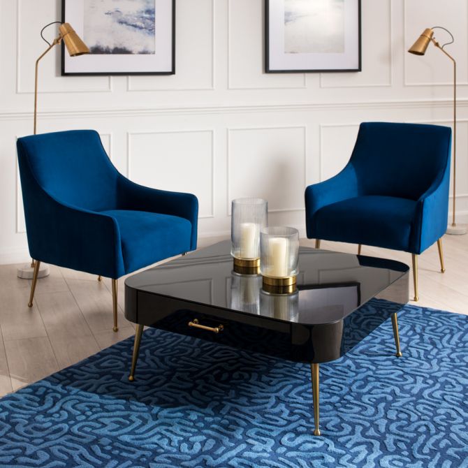 Mason Couchtisch Schwarzglas – Beine Gebürstetes Gold-view5