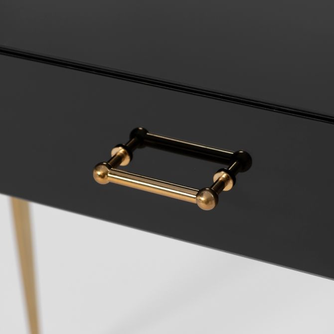 Mason Black Glass Console Table – Brushed Gold Legs - Image #0