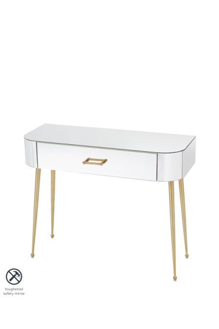Mason Mirrored Console Table – Brushed Gold Legs - Image #0