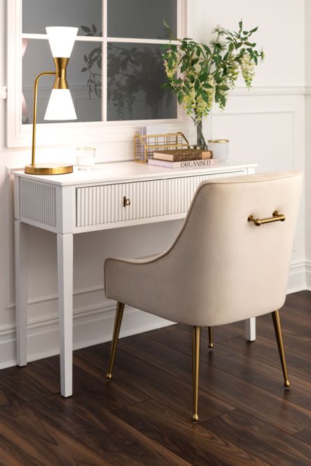 Mason Chaise de Salle à Manger - Craie - Piétement Or Brossé-view2