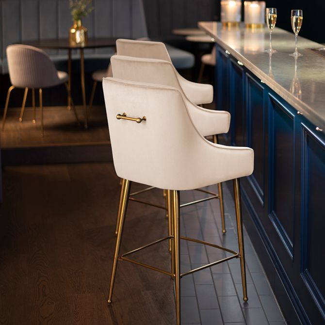 Mason Tabouret de bar, piétement or brossé - Craie-view3