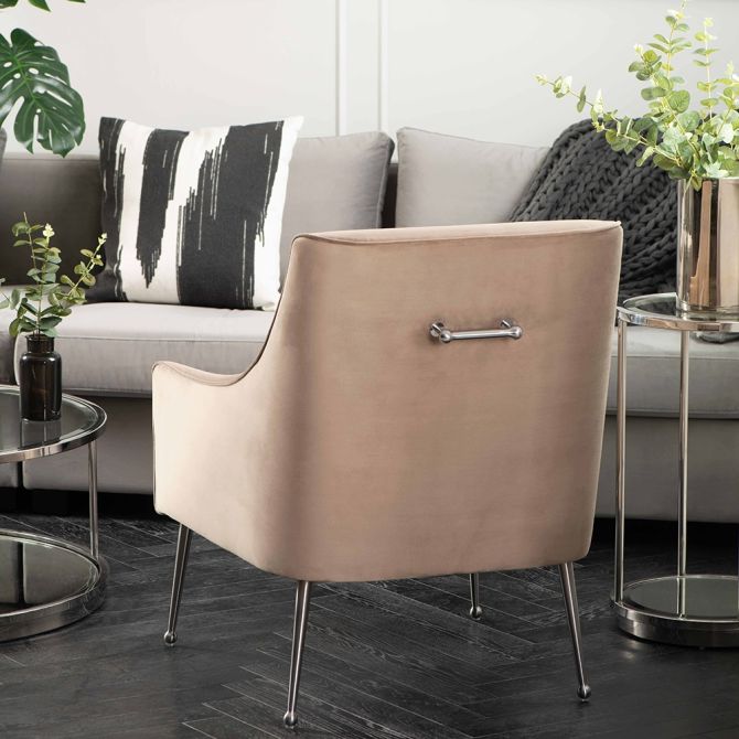 Mason Lounge Stuhl Taupe - Beine in Silber  - Bild #0
