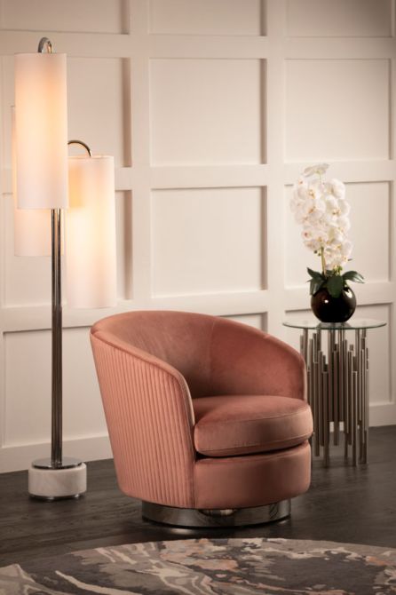 Melville Swivel Chair Blush Pink- Silver Base - Image #0