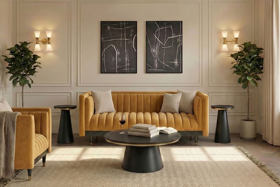 Metz Two Seat Sofa - Camel-view2