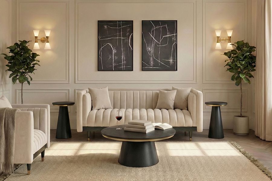 Metz 2 Sitzer Sofa - Kreideweiß-view2