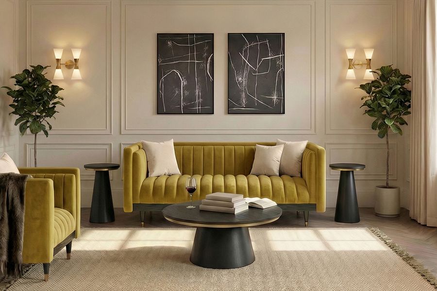 Metz Two Seat Sofa - Olive-view2