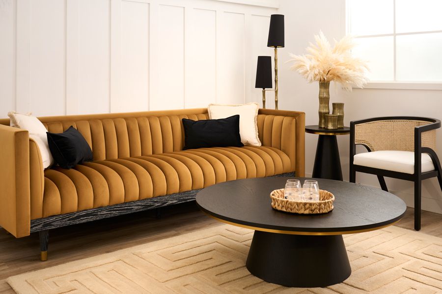 Metz Three Seater Sofa - Camel-view2