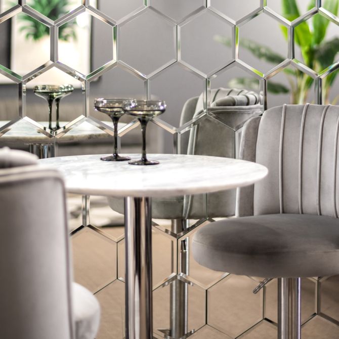 Hexagonal Bevelled Mirror Tiles, Mirrored Wall Tiles Living Room