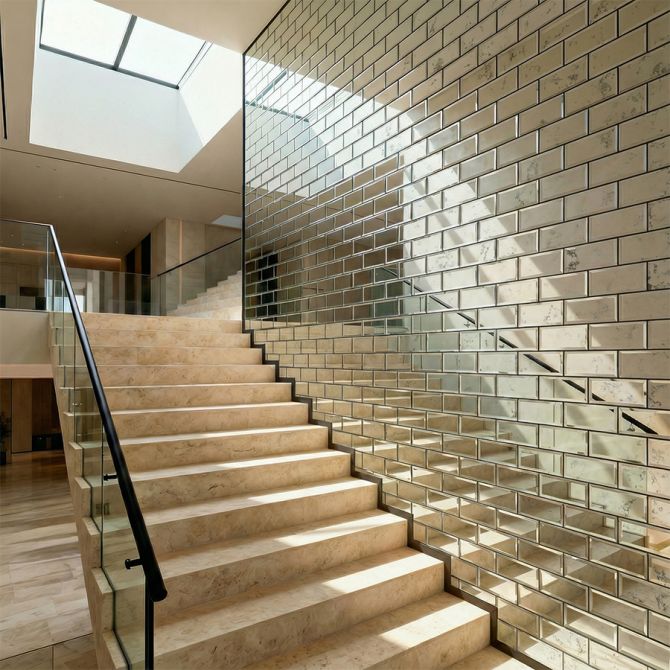 Mirrored Vintage Effect Rectangle Wall Tiles Pack-view2