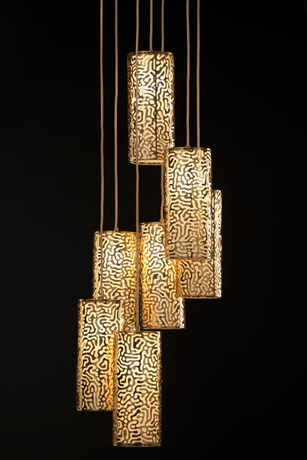 Moray Siebener Pendelleuchte - Messing-view2