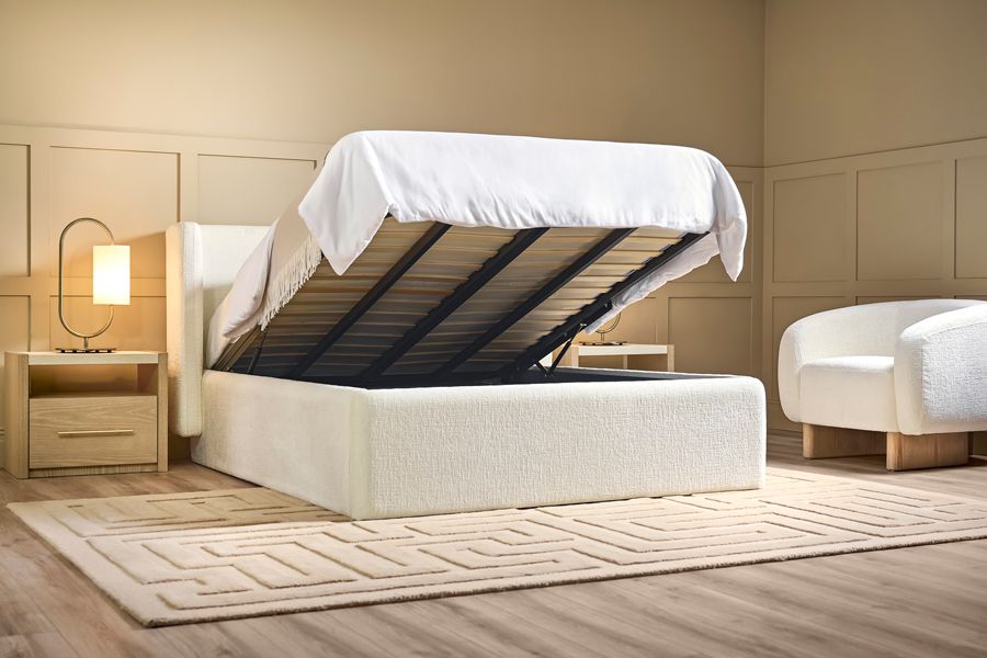 Munich Säng med Förvaring – Ivory Chenille-view2