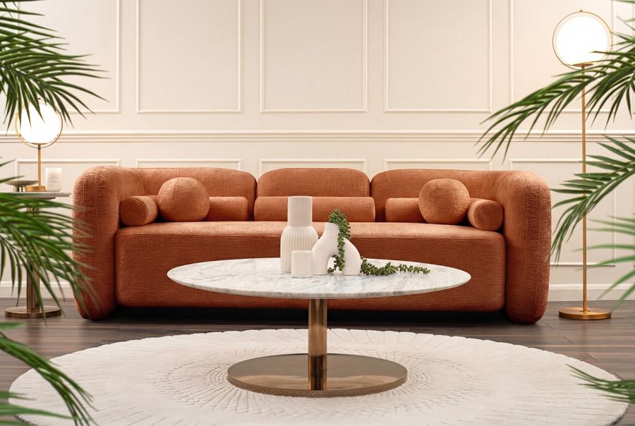Munich Three Seat Sofa - Terracotta-view3