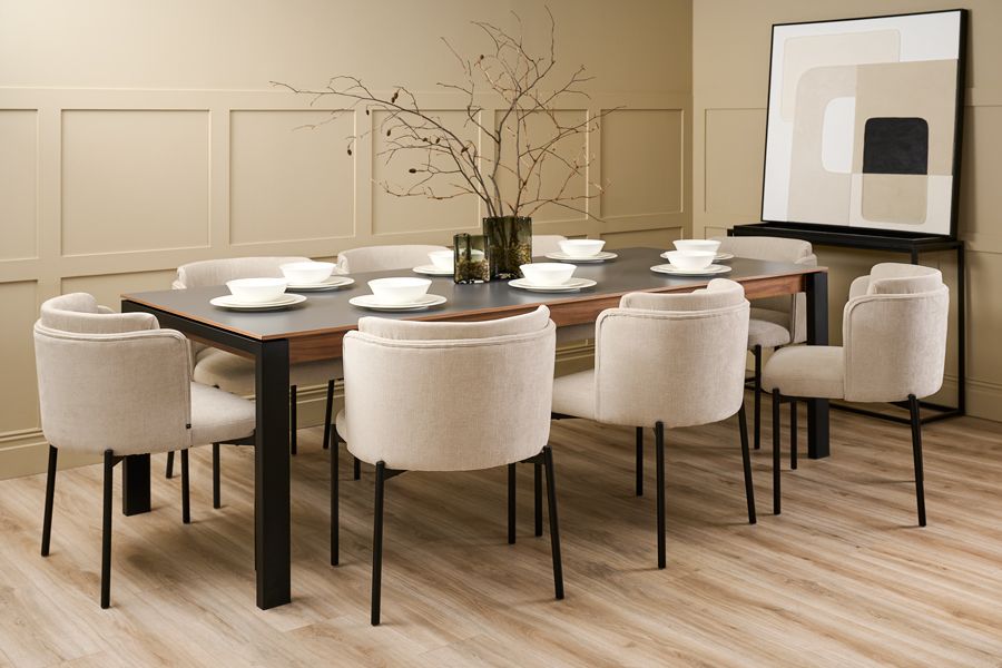 Corinna 8 Seat Dining Table Grey - Black legs-view2