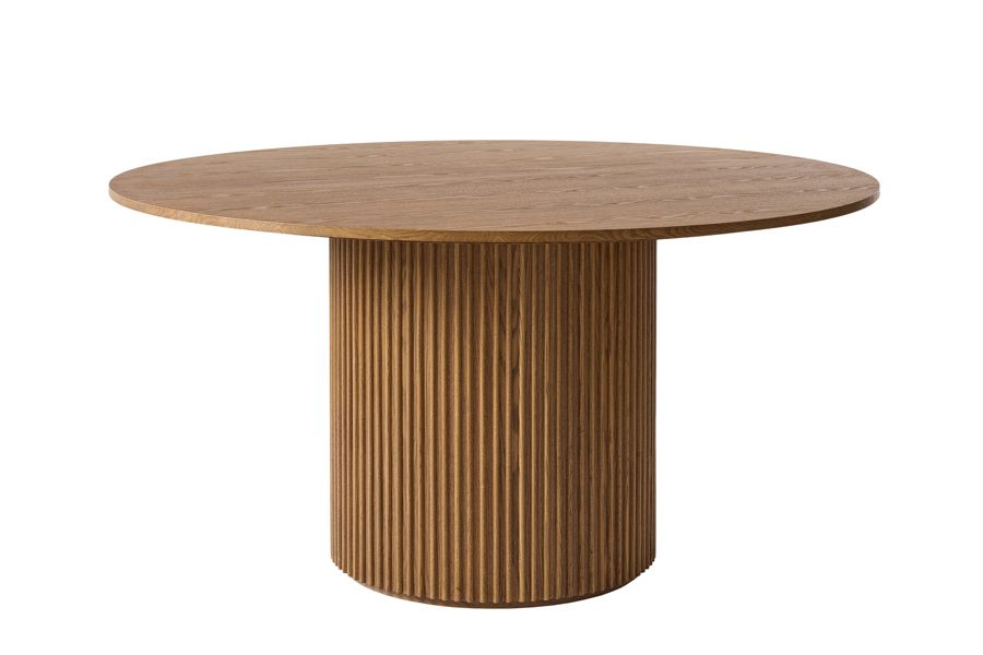 Ophelia Chestnut Circular Dining Table and 4 Madison Light Taupe Dining Chairs-view2