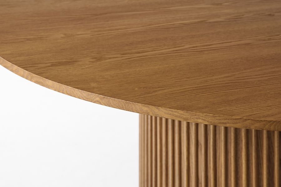 Ophelia Chestnut Circular Dining Table and 4 Madison Light Taupe Dining Chairs-view6