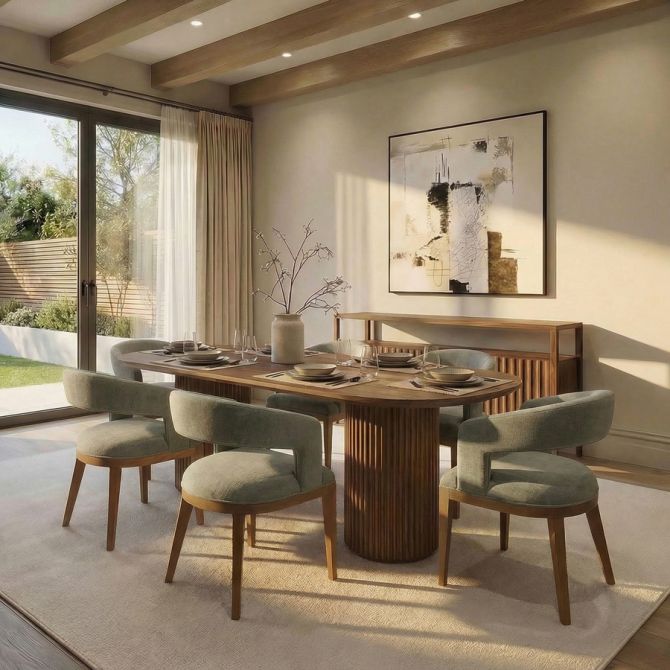 Madison Eetkamerstoel Saliegroen - Kastanje Frame-view2