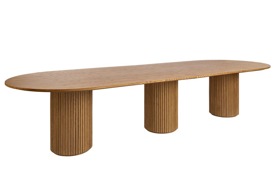 Ophelia Chestnut XL Dining Table and 10 Madison Light Taupe Dining Chairs-view3