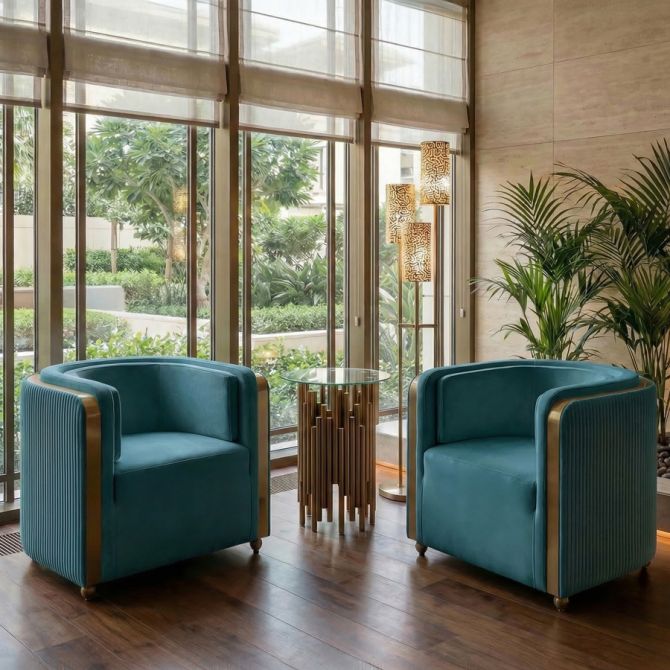 Ozman Lounge Fauteuil Pauw Blauw-view3