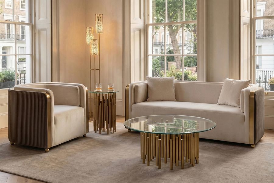 Ozman 2-Sitzer Sofa – Kreideweiß/Nerz-view2