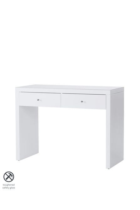 delicaat composiet Zorgvuldig lezen Pimlico Make -up tafel van wit glas met 2 poten | my furniture