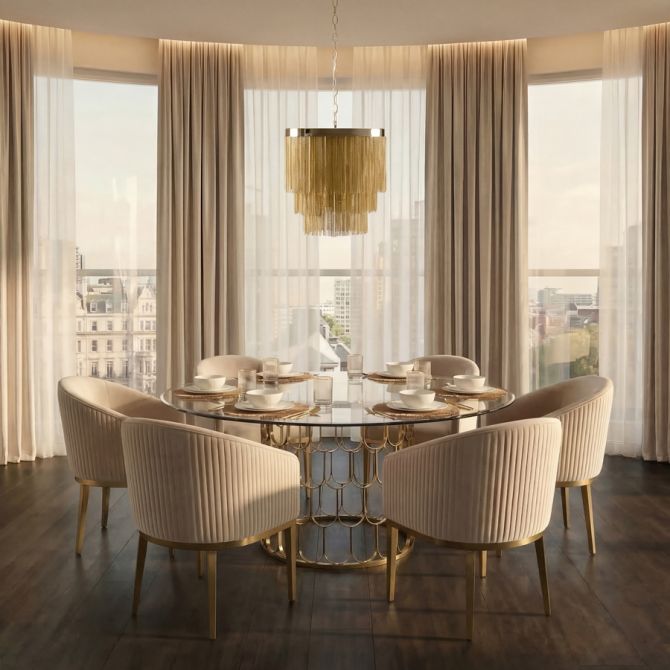 Pino Mesa de Comedor de 6-8 plazas en Latón-view2