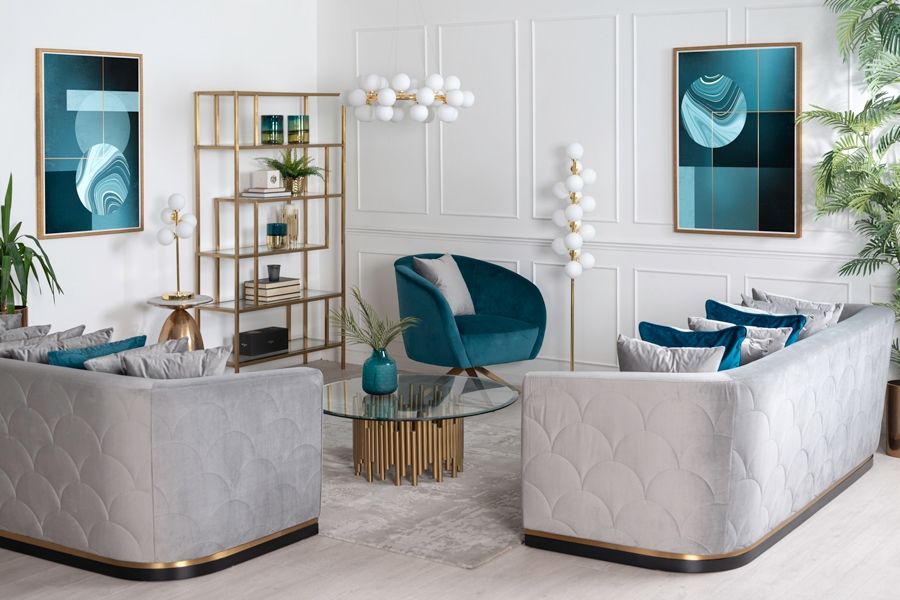 Pino Canapé 2 places, base laiton - Gris colombe-view2